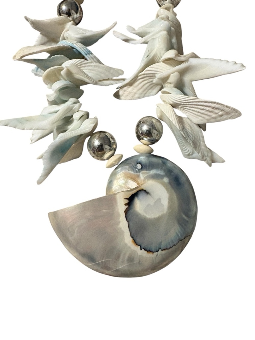 Nautilus Shell Pendant Statement Necklace - Picture 3 of 3